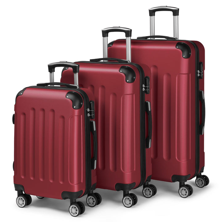 LEADZM Kofferset 3 teilig, Reisekoffer Set mit Eckenschutz, Koffer Set Hartschalen-Trolley aus ABS m
