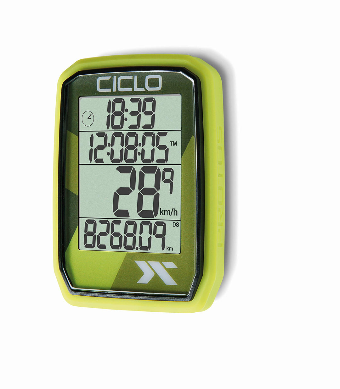 CICLO PROTOS 105 verkabelter Fahrradcomputer, mit 5 automatischen Funktionen grün, grün