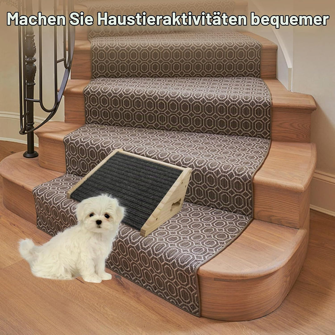 Hunderampe für Treppen Haustierrampe aus massivem Holz mit rutschfestem Filzbezug für kleine bis mit