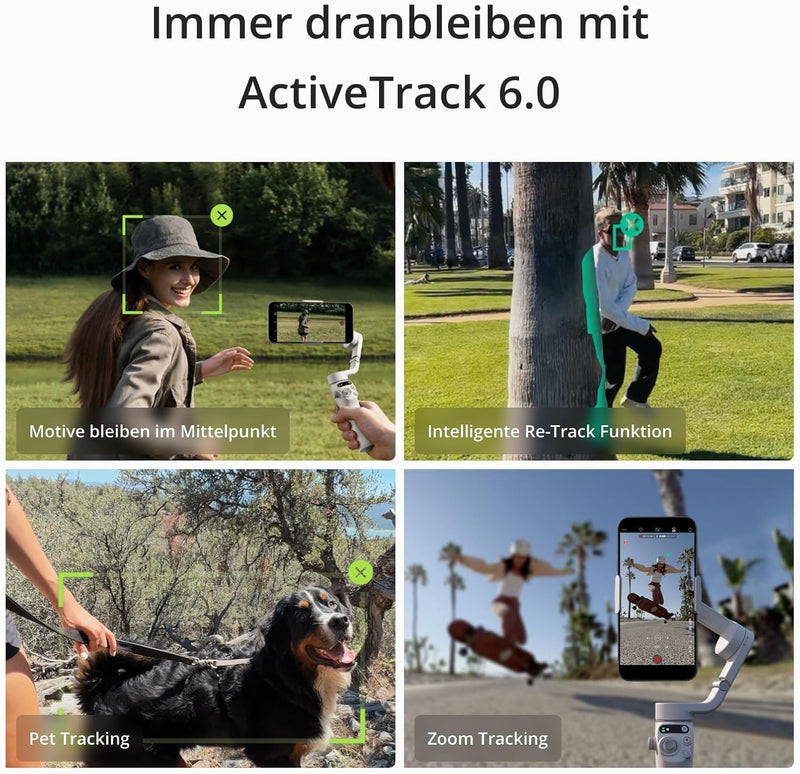 DJI Osmo Mobile 6, 3-Achsen-Handy-Gimbal, Objektverfolgung, integrierter Verlängerungsstab, tragbar