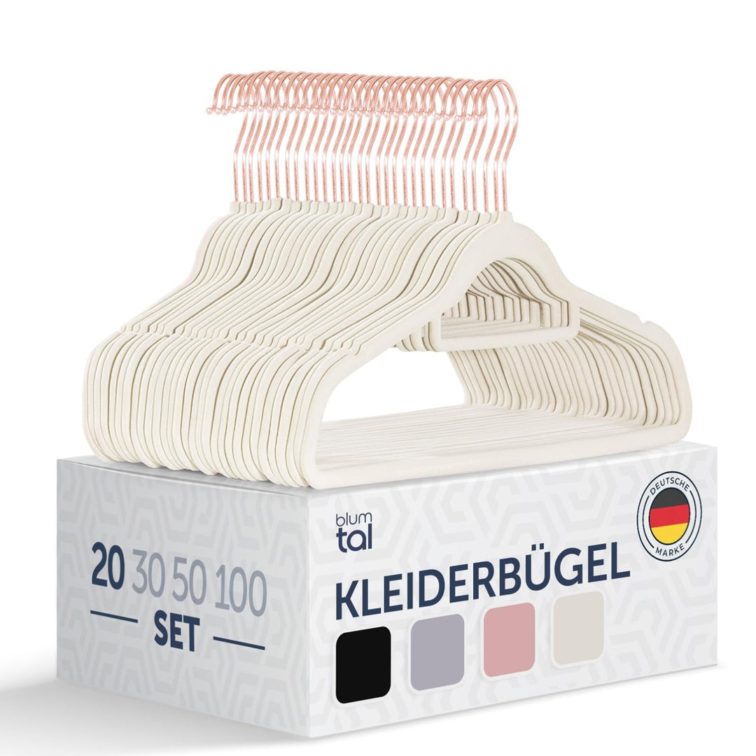 Blumtal Kleiderbügel 20 Stück - Kleiderbügel Samt 360° drehbar und belastbar - Kleiderbügel platzspa