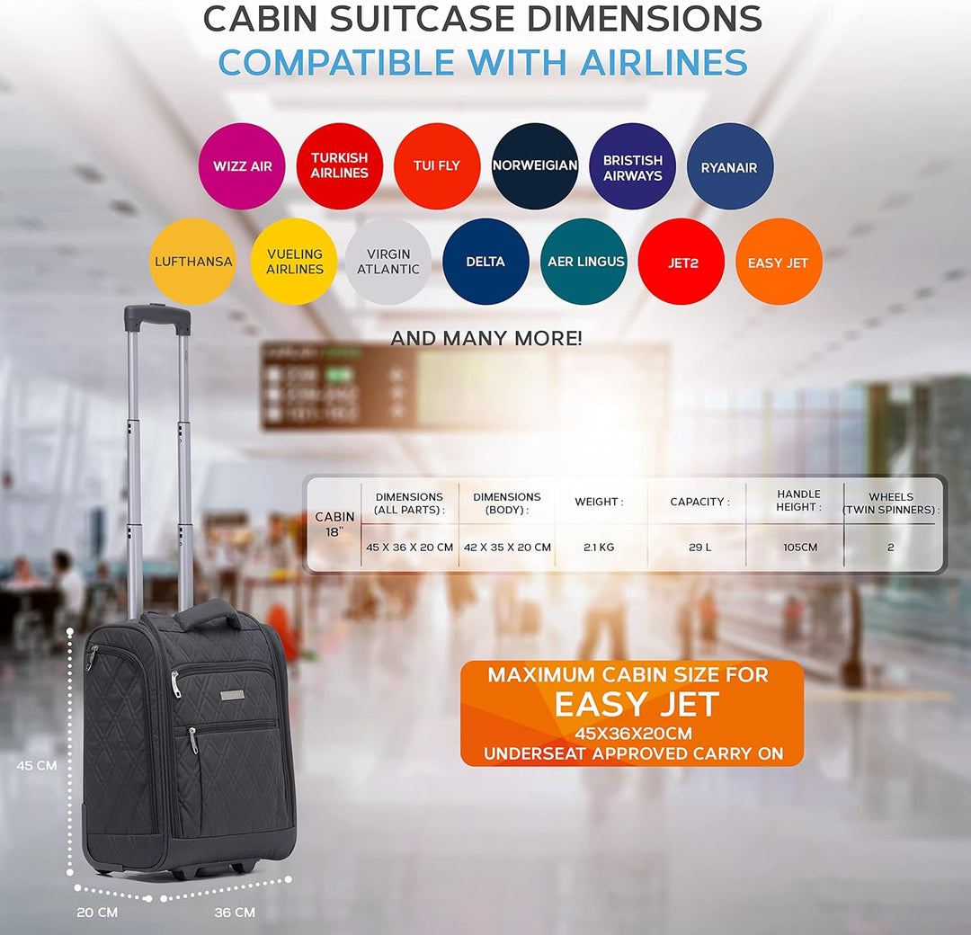 Flight Knight 45x36x20cm easyJet Underseat Carry On Non Priority Approved Handgepack Koffer - 2 Rade