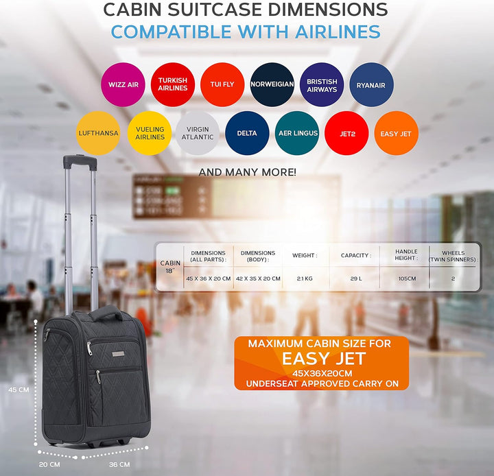 Flight Knight 45x36x20cm easyJet Underseat Carry On Non Priority Approved Handgepack Koffer - 2 Rade