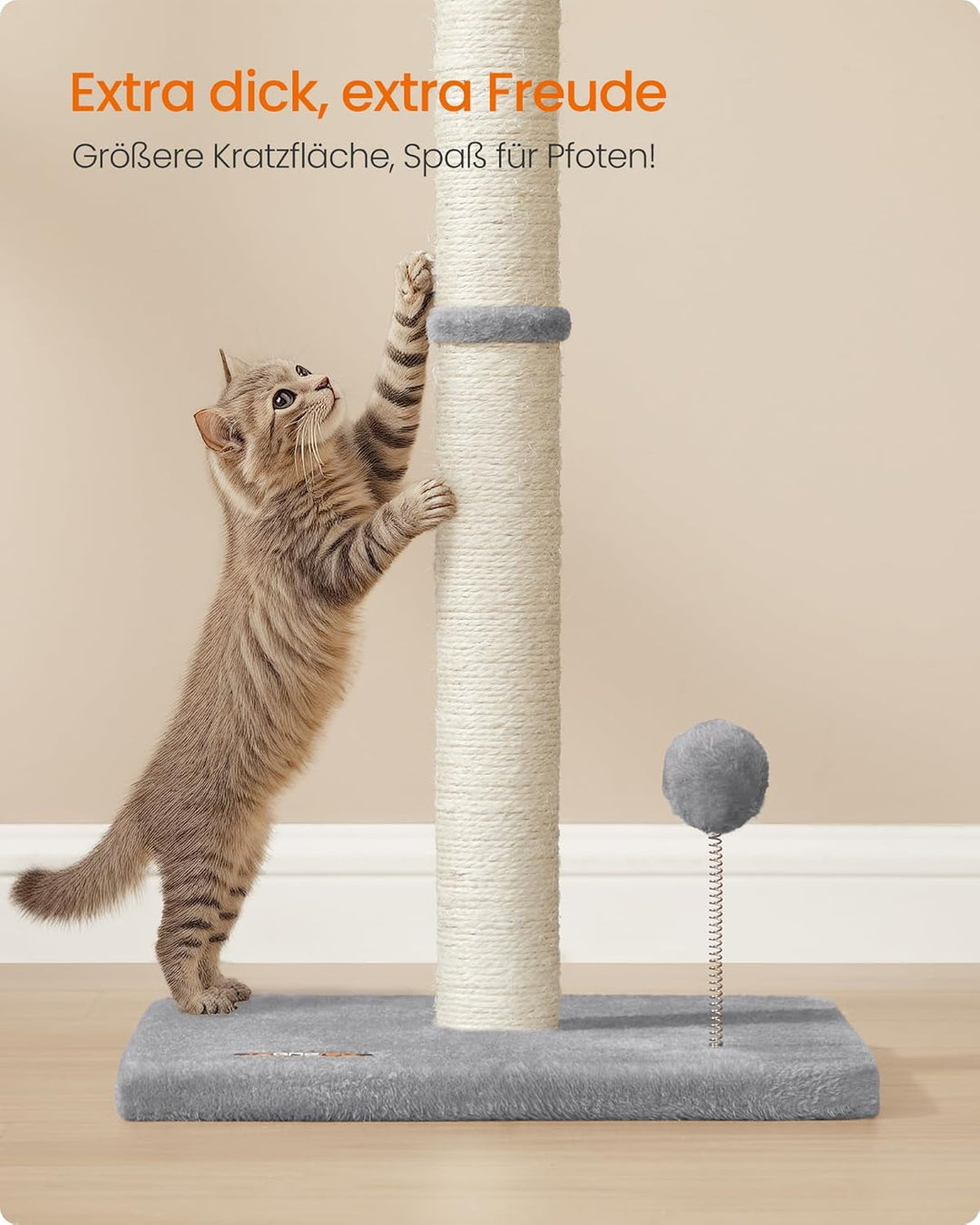 Feandrea Kratzbaum, 85 cm hoch, Kratzsäule, Katzenbaum, Kratzstamm für Kätzchen und Normale ausgewac