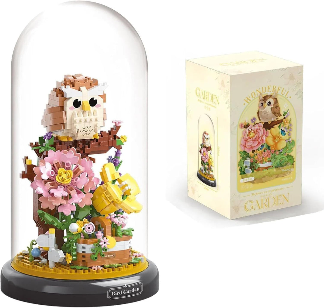 Eule Blumenstrauss Bausteine Bausatz, kreativer DIY Tiere Blumen Bauset Blumen Pflanzen Blumenstraus