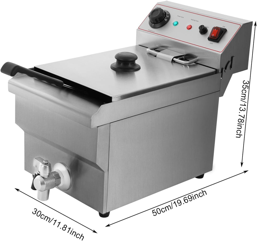 Elektrofritteuse 3000W 10L Catering Fritteuse 30x50x35cm Edelstahl Elektrofritteuse mit Korb Einzyli