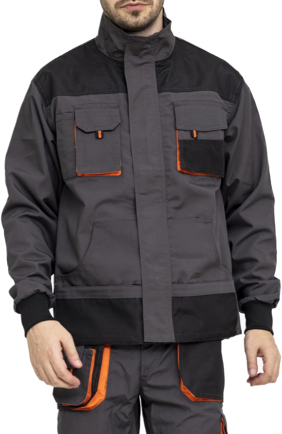 WORK IDEA Herren-Arbeitsjacke mit mehreren Taschen, strapazierfähigem Canvas 3XL Grau, 3XL Grau