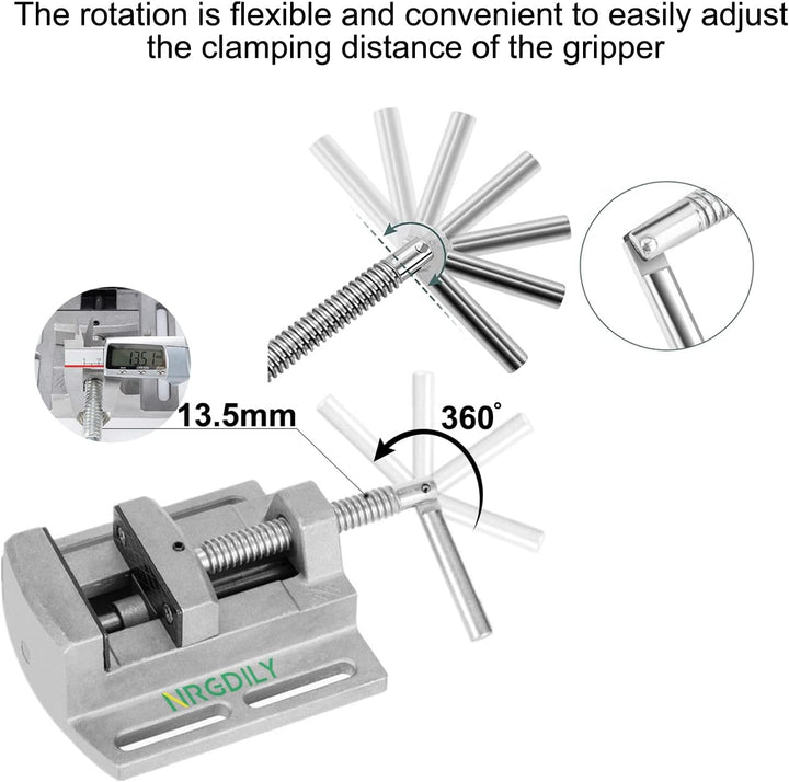 NRGDILY Bohrmaschinen-Schraubstock, Klemme für Bohrer, Säulenbohrer, Fräsmaschinen, Einstellung 4 Zo