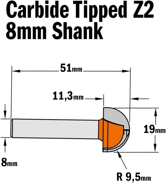 CMT orange Tools 914,190,11 Erdbeere Radius HM S konvexe Form 8 19 9,5 R D