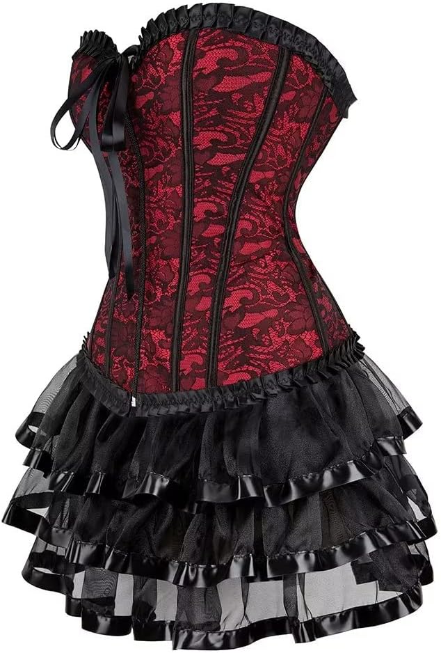 Jutrisujo Korsett Kleider Rock Damen Corsage Bustier Corset Dress Korsagenkleid Reissverschluss Goth