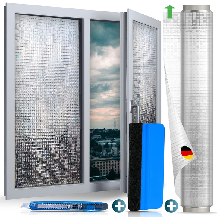 WindowShield® Fensterfolie Blickdicht mit Mosaikmuster | Video-Anleitung | Sichtschutz Fenster | sel