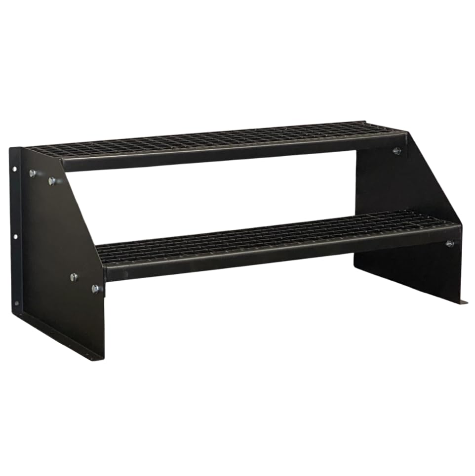 SRM Design 2 Stufen Standtreppe M1 Breite 100 cm vollschwarz | Geschosshöhe 42 cm freistehend ohne G