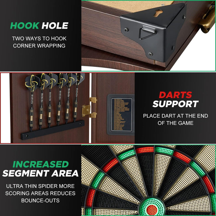 Brovamo Dartscheibe, Dekoratives Dartscheiben-Schrank-Set [12*Soft Tip Darts], Elektronische Dartsch