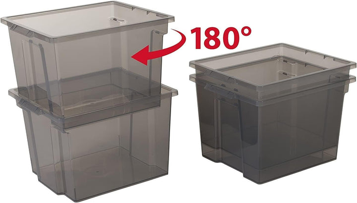 Iris Ohyama Vielseitige Aufbewahrungsboxen, 10L, 6er-Set, Grau, Leicht schliessba Deckel, Stapelbar,