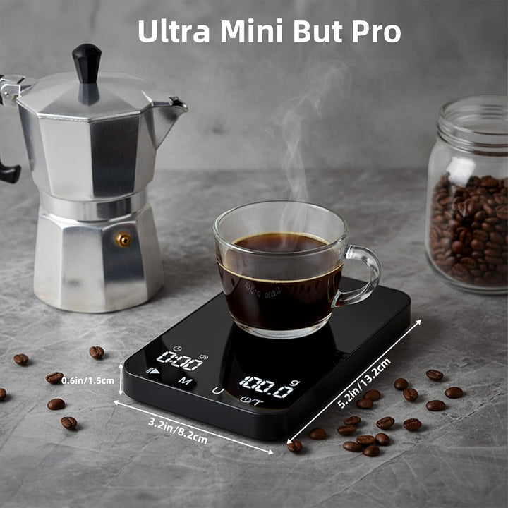 Diyife Rechteckige Kaffeewaage mit Timer, 2kg/0,1g Hochpräzise Digitale Waage - 6 Einheiten, 2 Timer