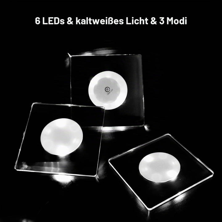 MEDOYOH 6er-Set Quadratisch Kühle Weiss LED Untersetzer für Getränke, ON/Off Taste Getränke Unterset