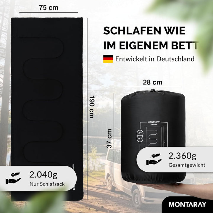 Deckenschlafsack 100% Baumwolle bis -3°C INKL. Kissen - Outdoor Winter-Schlafsack & Sommer-Schlafsac