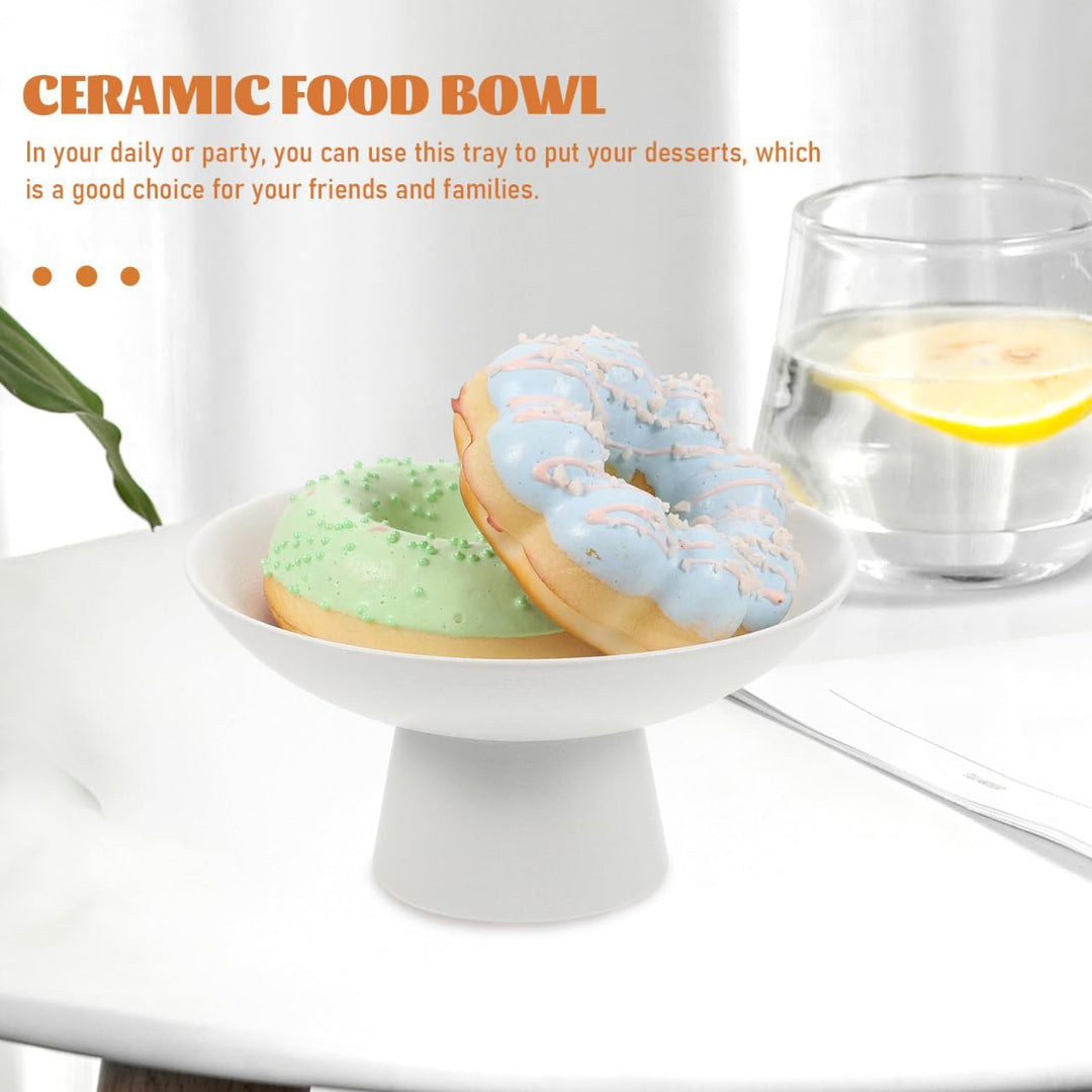 Cabilock Keramik Obstschale Mit Fuss 3 Zoll Hohe Weisse Servierschale Für Snacks Desserts Und Obst D