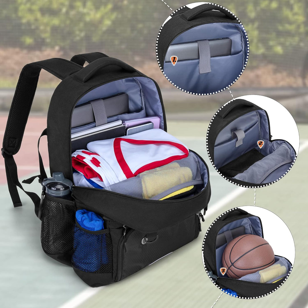 DSLEAF Fussballrucksack, Basketballausrüstungstasche mit separatem, belüftetem Schuhfach für das Tra