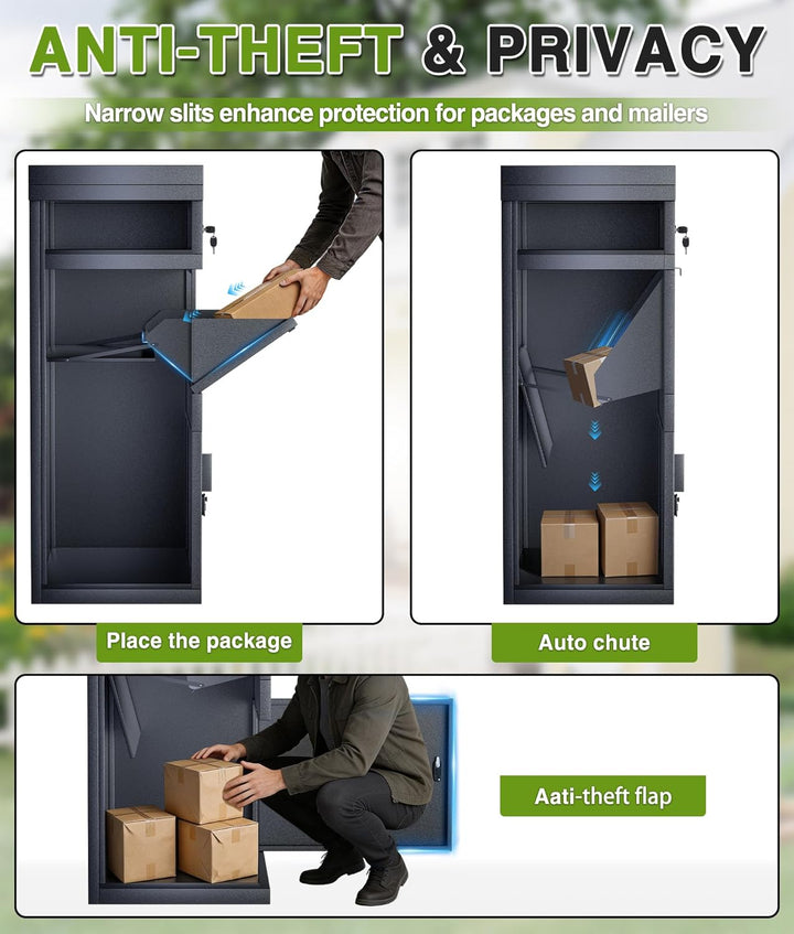 Briefkasten Paketbox mit Pflanzdach, Paketbriefkasten mit Zahlenschloss, Automobilstahl Pulverbeschi