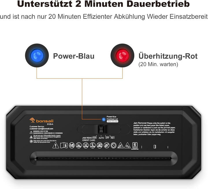 Bonsaii Aktenvernichter, 6-Blatt Streifenschnitt für Homeoffice, inklusive Kreditkartenvernichtung,