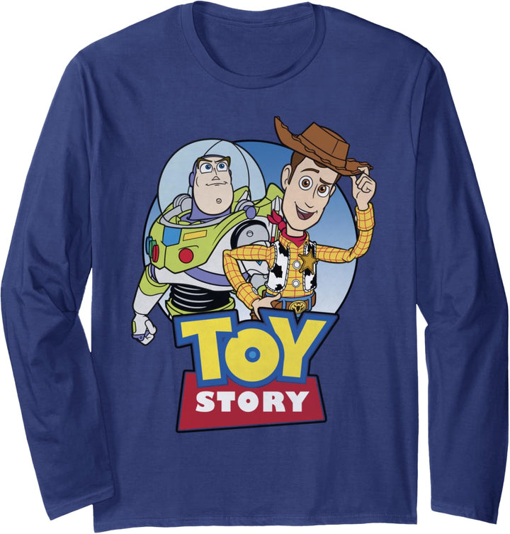 Disney Pixar Toy Story Woody And Buzz Circle Portrait Langarmshirt