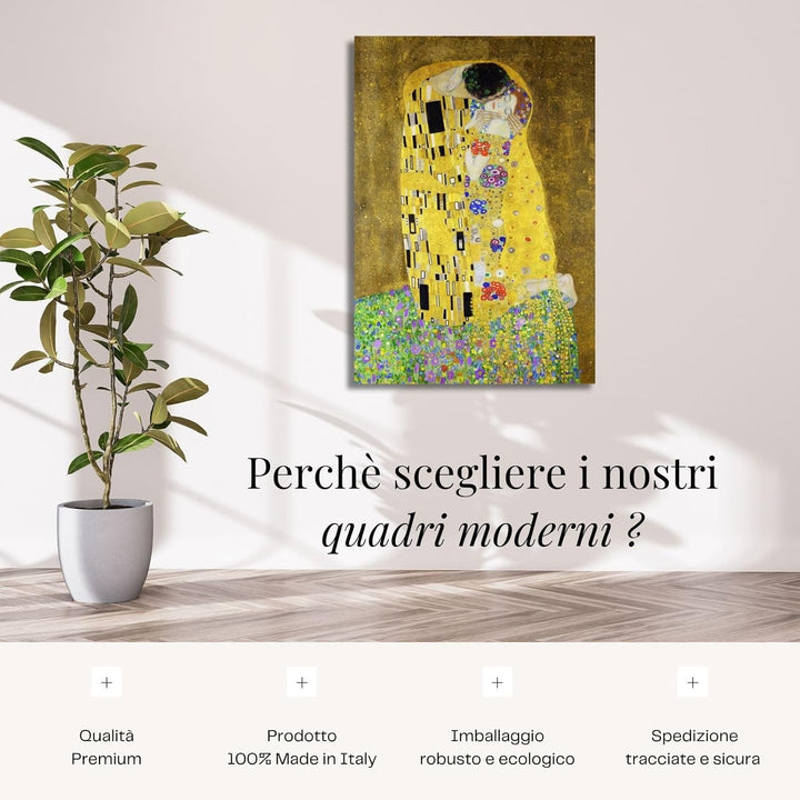 canvashop Moderne Bilder Wohnzimmer Der Kuss von Klimt cm 60 x 30 Wandbilder Vertikales Bild auf Lei