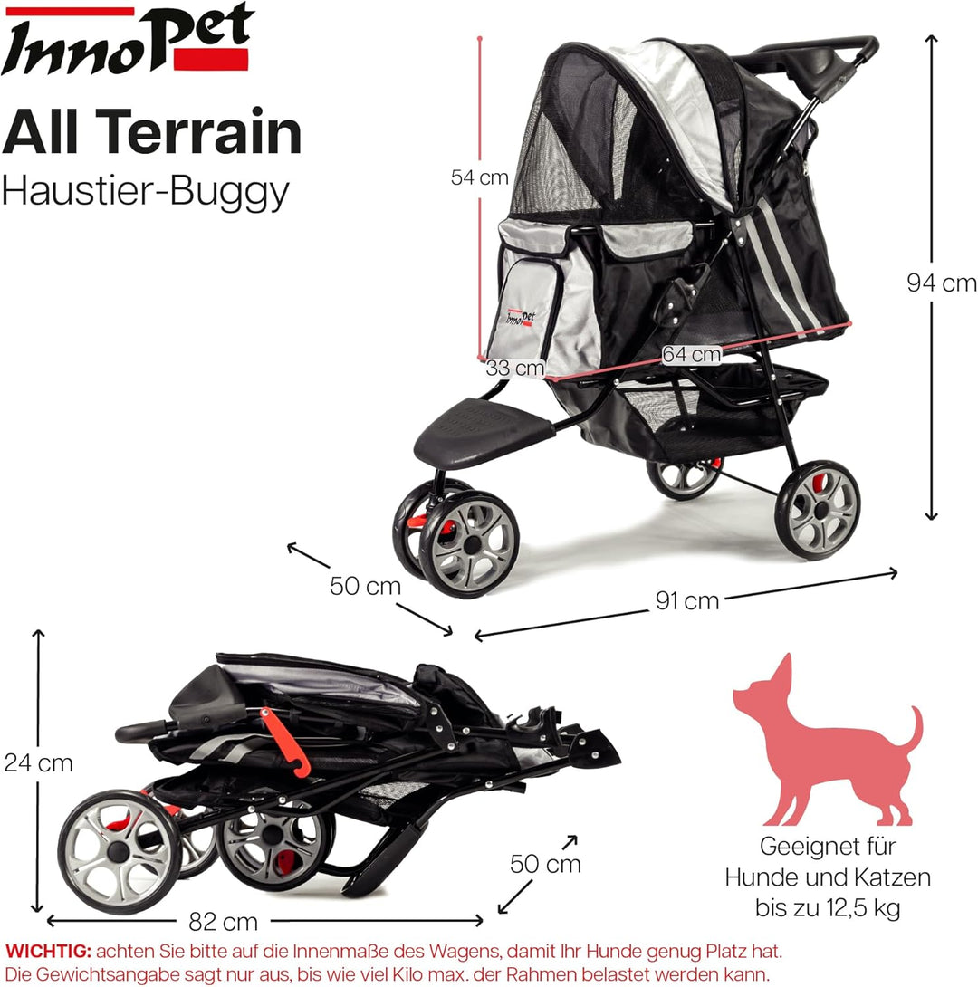Haustier-Buggy All Terrain ips-01 Hunde-Tragetasche, Trolley, Trailer, InnoPet, Buggy. Zusammenklapp