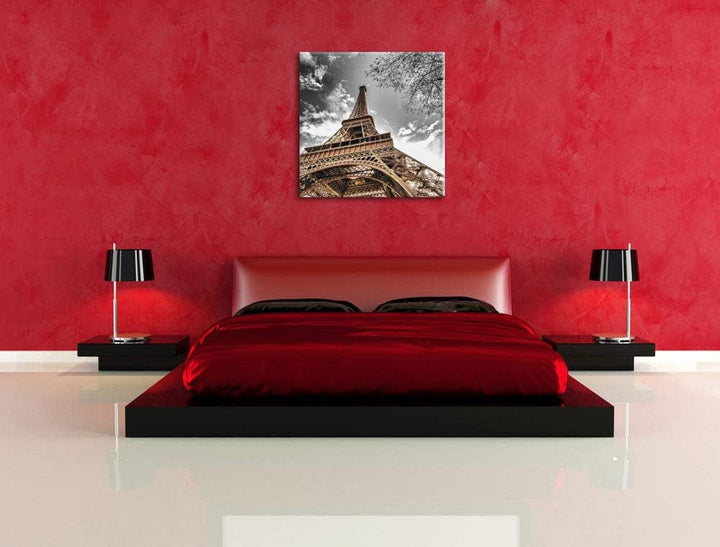 Pixxprint schöner Eifelturm als Leinwandbild Quadratisch/Grösse: 70x70 / Wandbild/Kunstdruck/fertig