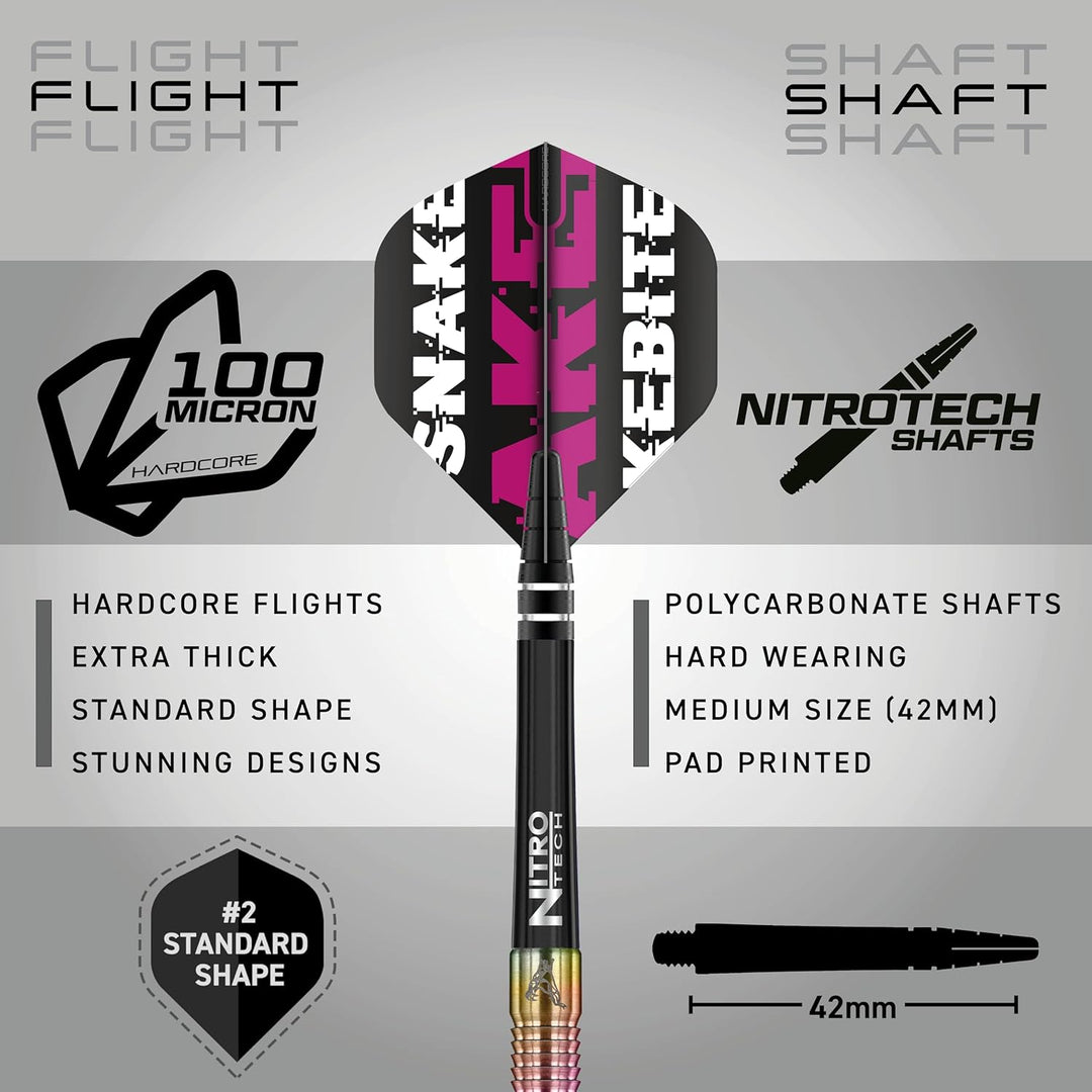 RED DRAGON Snakebite Weltmeister 2020 Auflage Wolframpfeile Einschliesslich Flüge und Stiele 21.0 Gr