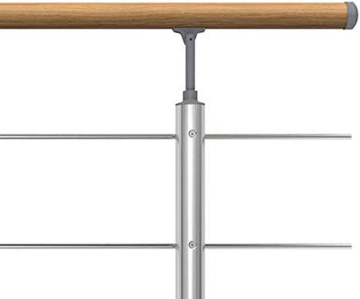DOLLE Geländer-Set aus Aluminium mit Handlauf aus Eiche | Füllstäbe aus Edelstahl | Für seitliche Mo