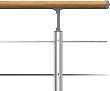 DOLLE Aluminium Geländer-Set Handlauf aus Eiche Füllstäbe aus Edelstahl aufgesetzte Montage 150 cm A
