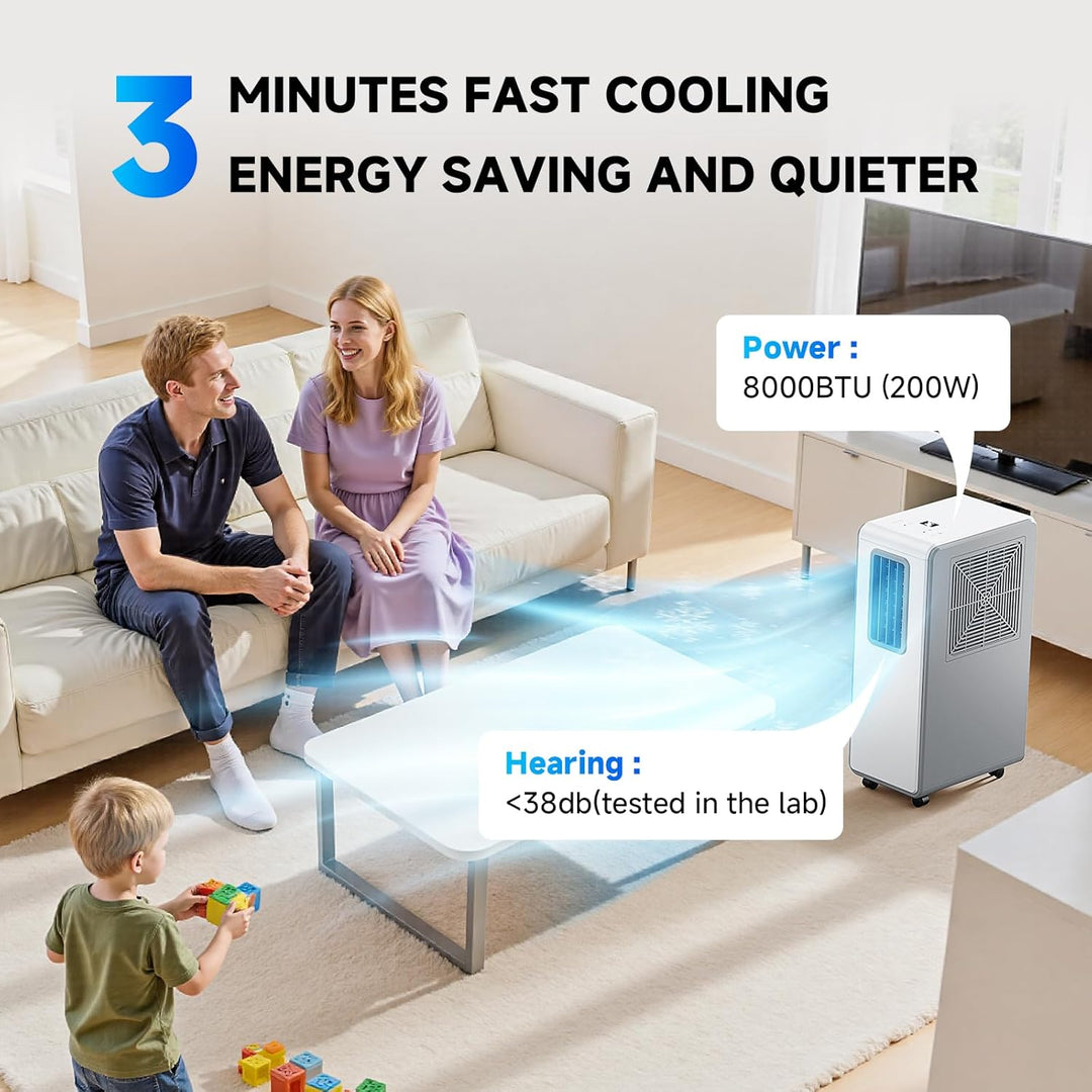 4-in-1 Mobile Klimaanlage& Luftkühler, Klimageräte Luftentfeuchter Belüftung, 24 Timer leise Perfekt