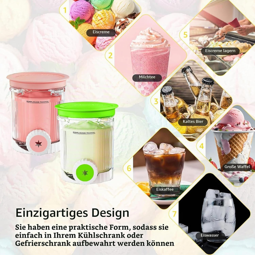 DAZZTIME Behälter für Ninja Creami Deluxe Pints,2 Stück Ersatz für Ninja Creami Deluxe Pints und Dec