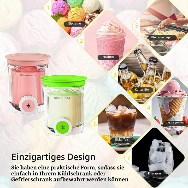 DAZZTIME Behälter für Ninja Creami Deluxe Pints,2 Stück Ersatz für Ninja Creami Deluxe Pints und Dec