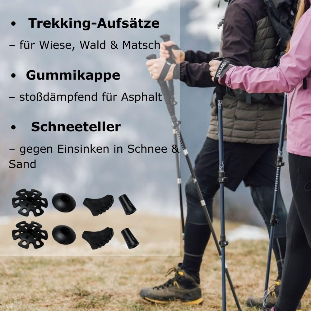 BOLLSEN 3K Carbon Extreme Wanderstöcke klappbar – Ultraleichte Carbon Trekkingstöcke, faltbar & höhe