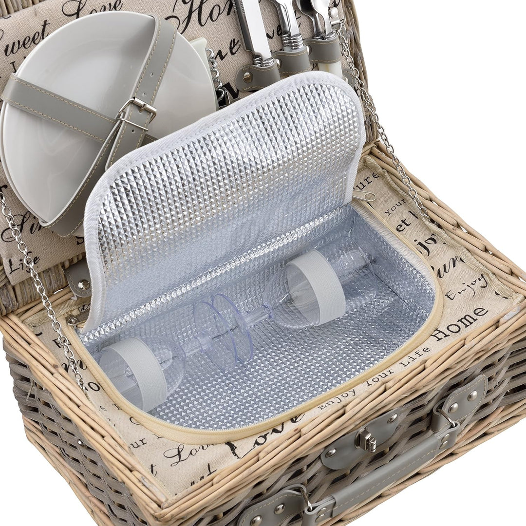 casa.pro Picknickkorb für 2 Personen Picknick-Set mit Kühltasche inkl. Geschirr Besteck Korkenzieher