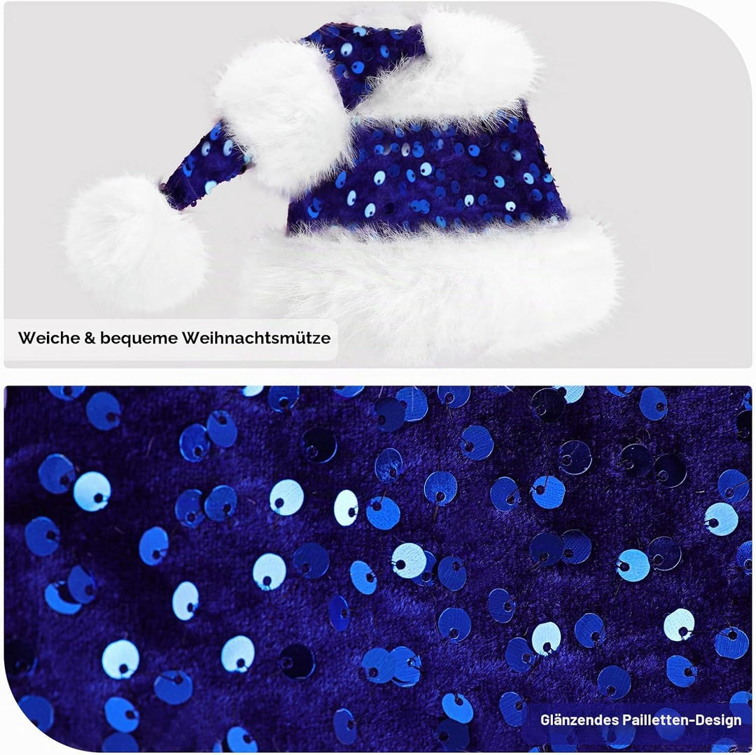 Weihnachtsmütze für Erwachsene, Plüsche Nikolausmütze für Damen und Herren, Warm and Dicker Weihnach