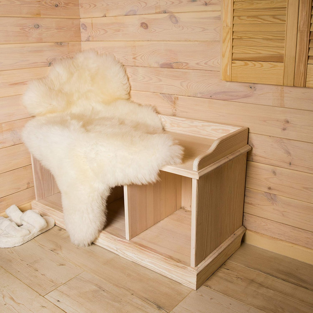 Cakla Lammfell Echt 100-110 cm - Schaffell Echt Gross - Fellteppich Weiss - Weich und Flauschig - Fe