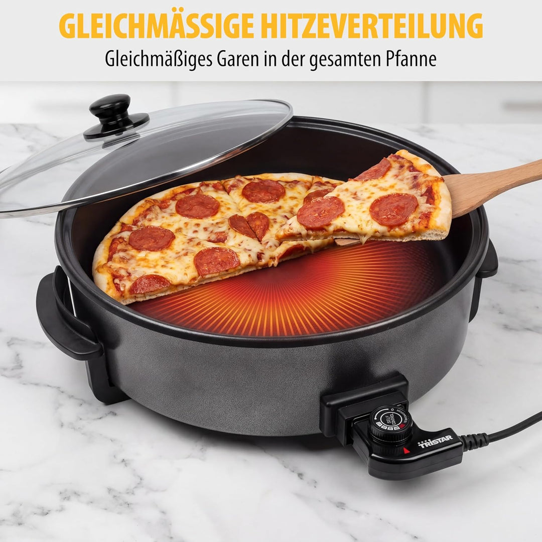 Tristar Elektropfanne XXL, 40 cm Durchmesser, 7,5 L, Abnehmbarer Deckel mit Dampfventil, Antihaftbes