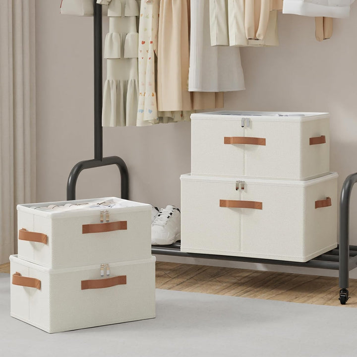 OUTBROS Faltbare Aufbewahrungsbox, Korb Aufbewahrung, Organizer mit Deckel, Unterbett Stoff Aufbewah