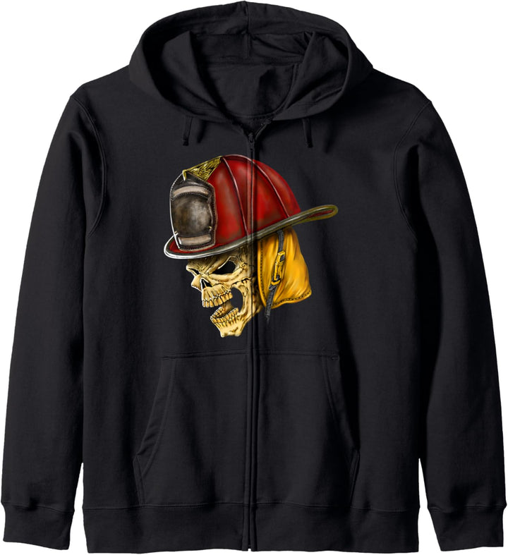Feuerwehrmann Totenschädel Feuerwehrmann Skelett Halloween-K Kapuzenjacke