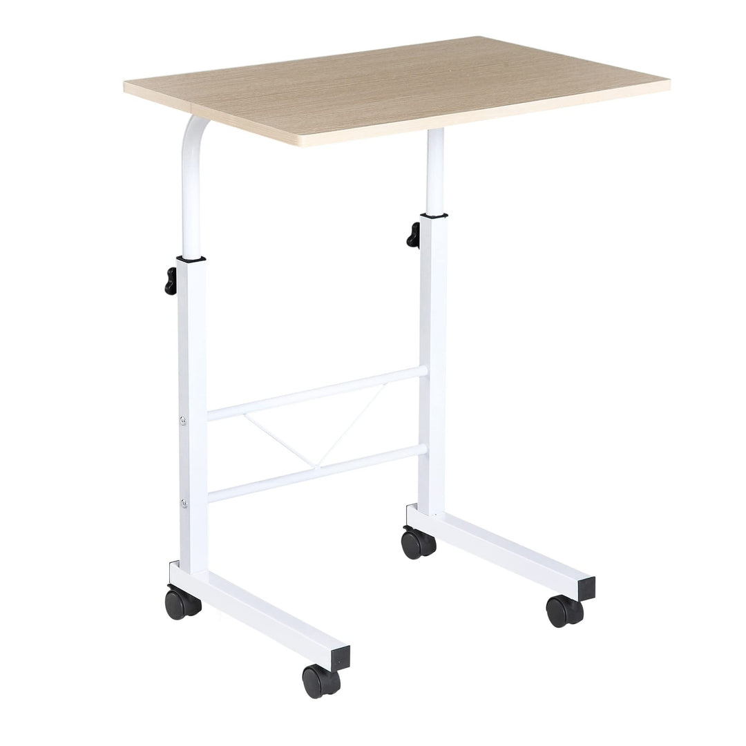 HOMCOM Beistelltisch Höhenverstellbar 60 x 40 x 68-78 cm Weisse Ahornfarbe | Couchtisch, Mobiler End