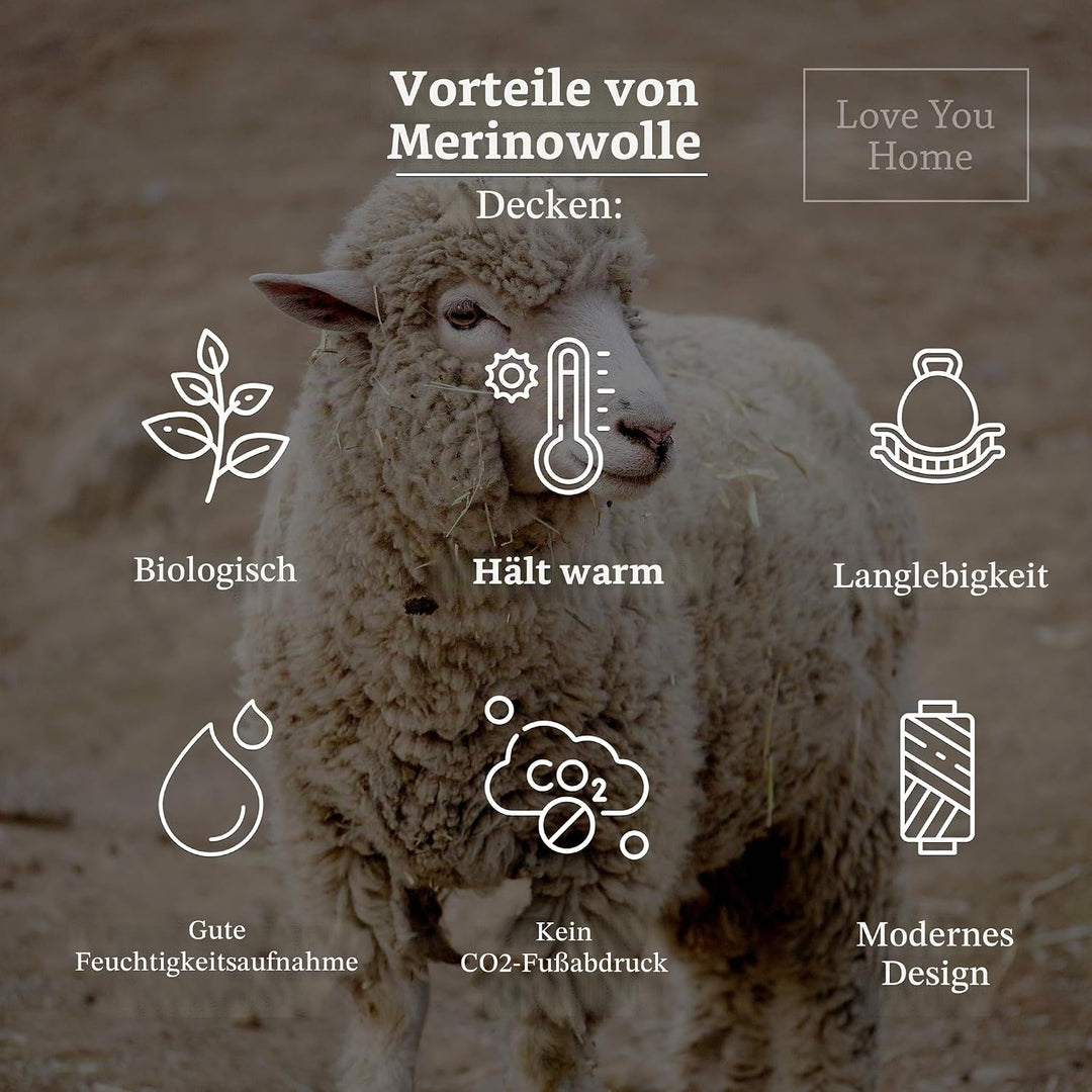 LYHome Merino Decke - Kuscheldecke Tagesdecke Sofa Wolldecke, Blanket Überwurfdecke Sofadecke Wohnde