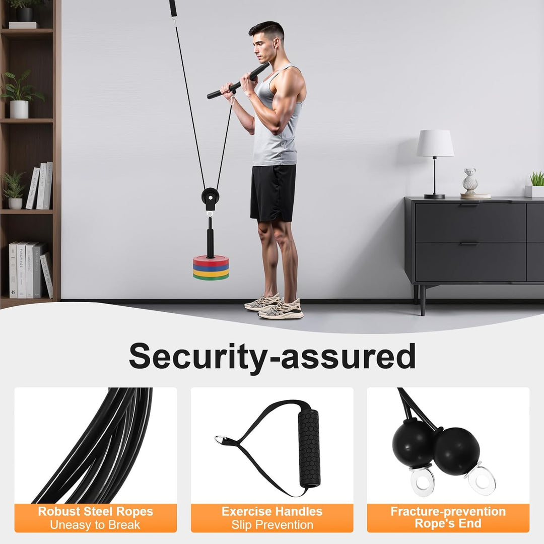 Seilzug Fitness | Seilzugsystem mit 2-in-1-Stange und Trizepsseil | Kabelzugstation | Kabelzug Fitne