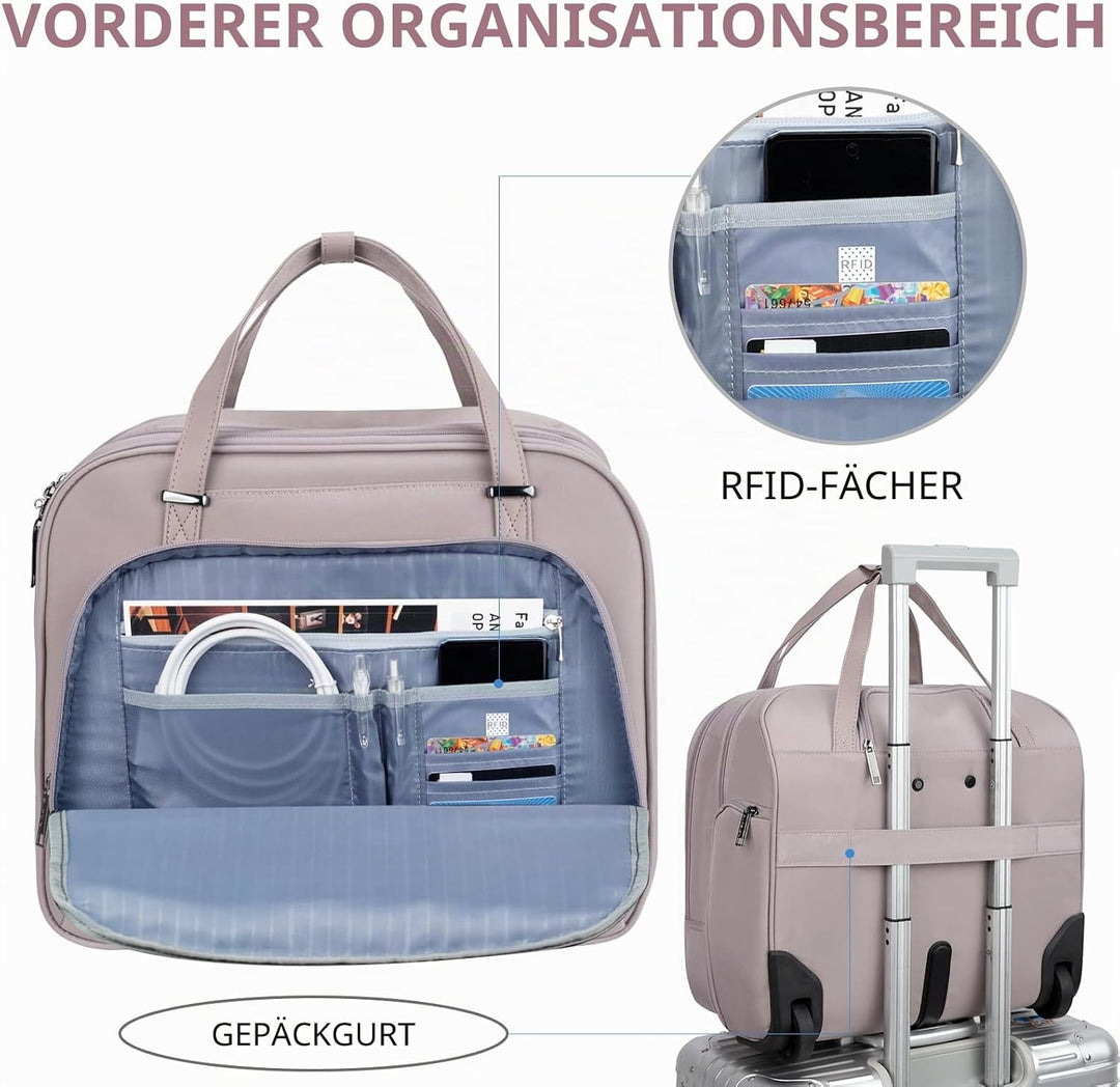 EMPSIGN Trolley Business Rolling Laptop mit Rädern, Rolling Laptoptasche für Frauen passt bis zu 15.