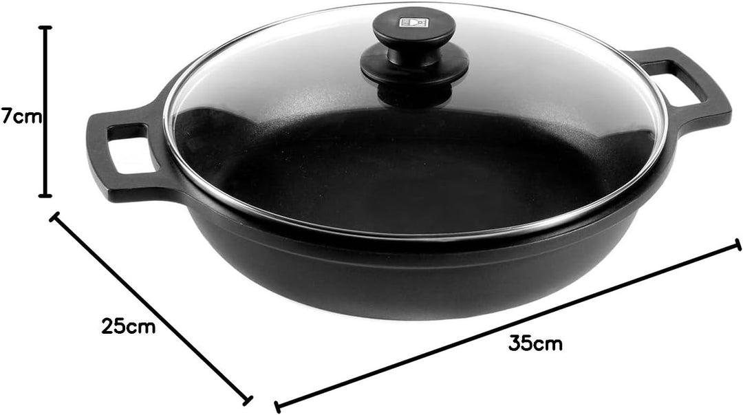 BRA Kochtopf, flach, aluguss, Schwarz, 24 cm Ohne Zubehör 24 cm, Ohne Zubehör 24 cm