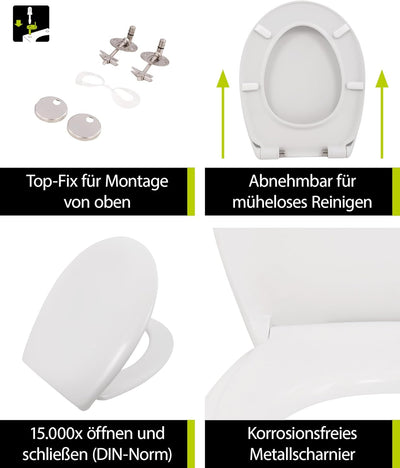 'aquaSu® Toilettendeckel nachhaltig Carini, WC-Sitz mit Absenkautomatik, Made in EU, aus 100% recyce