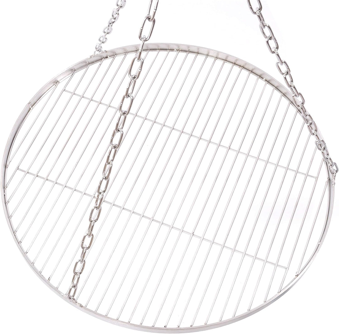 60 cm Grillrost Edelstahl für Schwenkgrill 3 Bein BBQ Grill Rost mit Kette 14 mm Stababstand