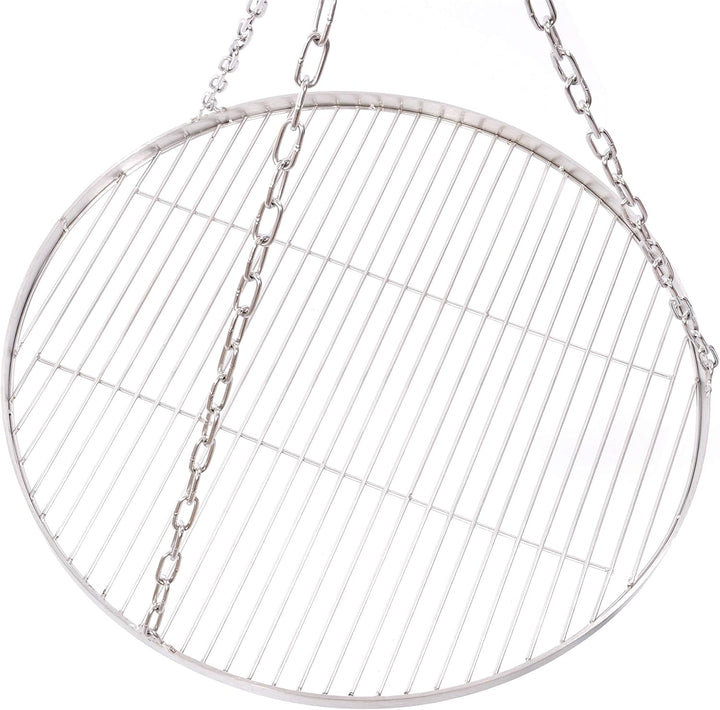 60 cm Grillrost Edelstahl für Schwenkgrill 3 Bein BBQ Grill Rost mit Kette 14 mm Stababstand